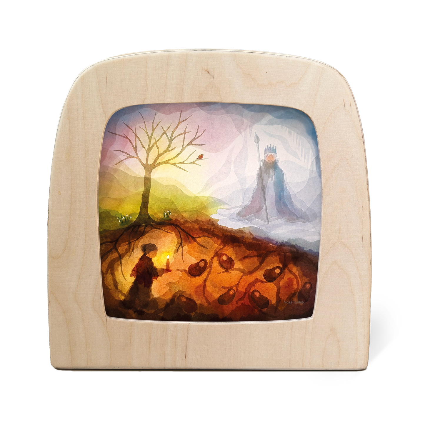 Mother earth and King Winter (Vogel geluk) silhouett