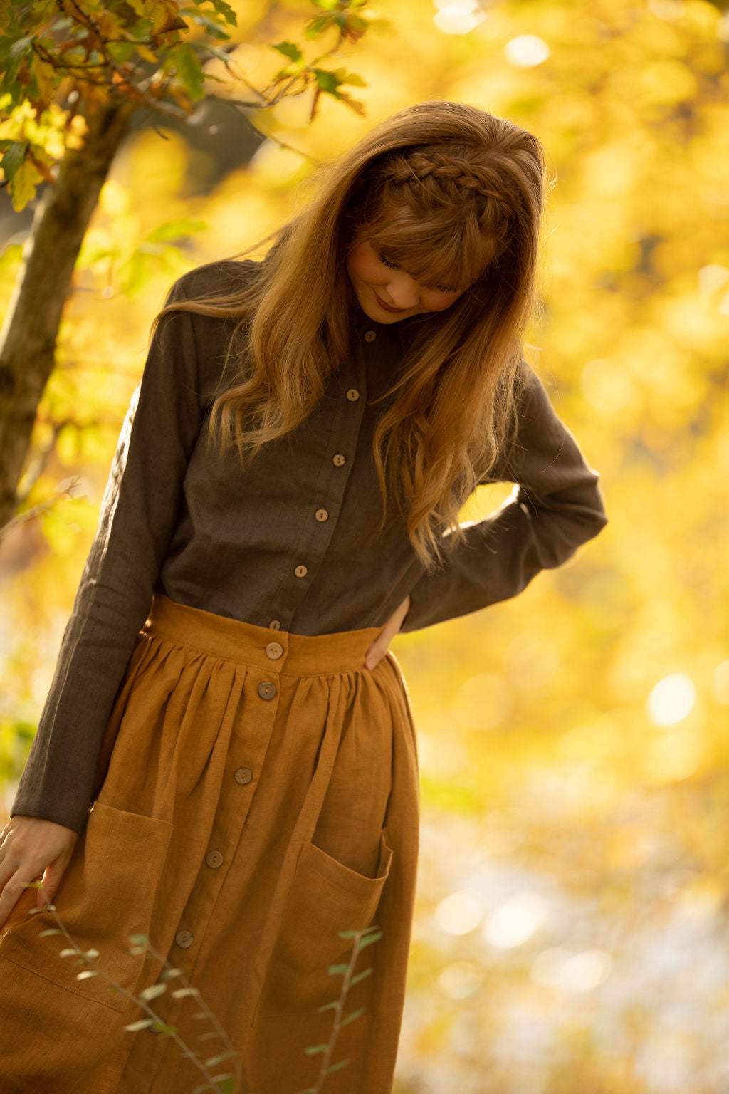 Linbluse Adele, nøttebrun
