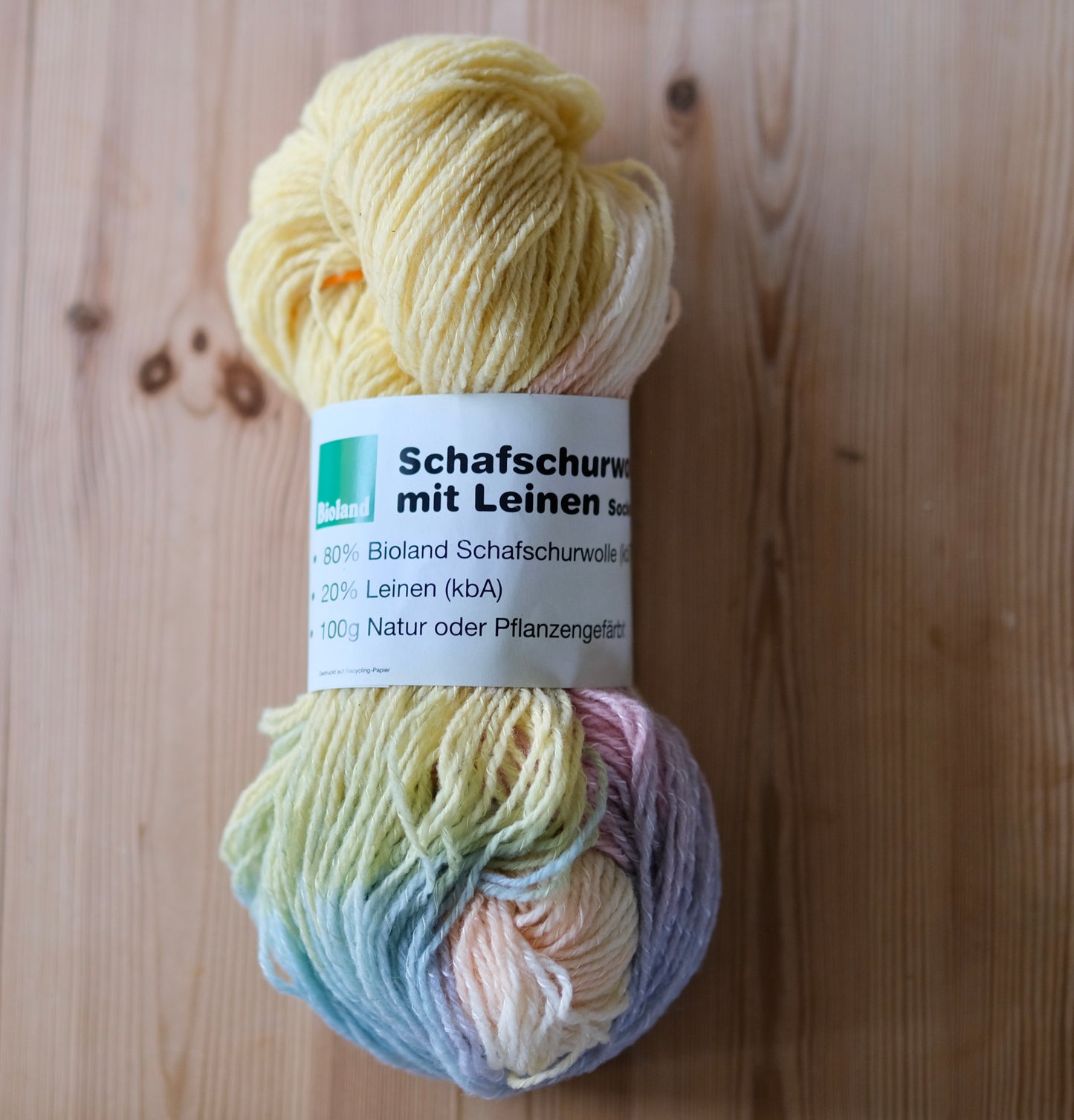 Økologisk ull-lin, multicolor pasteltoner 80/20%, 100g