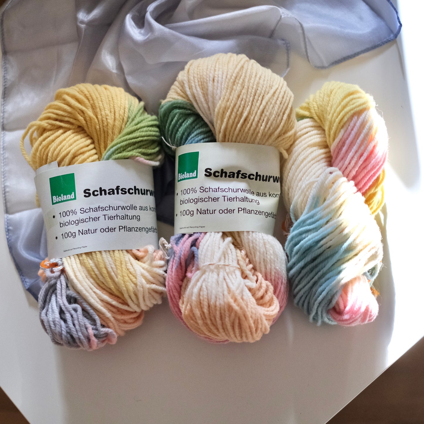 Økologisk ren ny ullgarn, multicolor pasteltoner