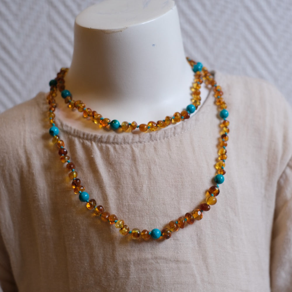 Ravsmykke cognac/green turquoise, voksen