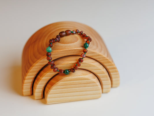 Ravarmbånd cognac/jade, voksen