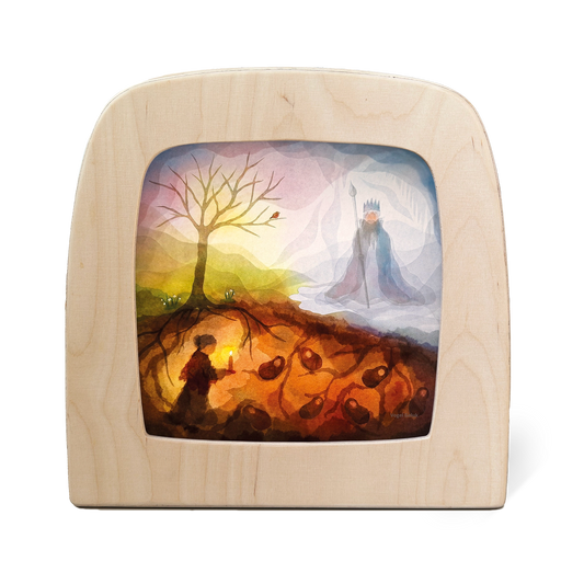 Mother earth and King Winter (Vogel geluk) silhouett