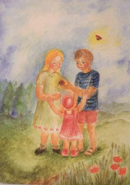 Familie med marihøne