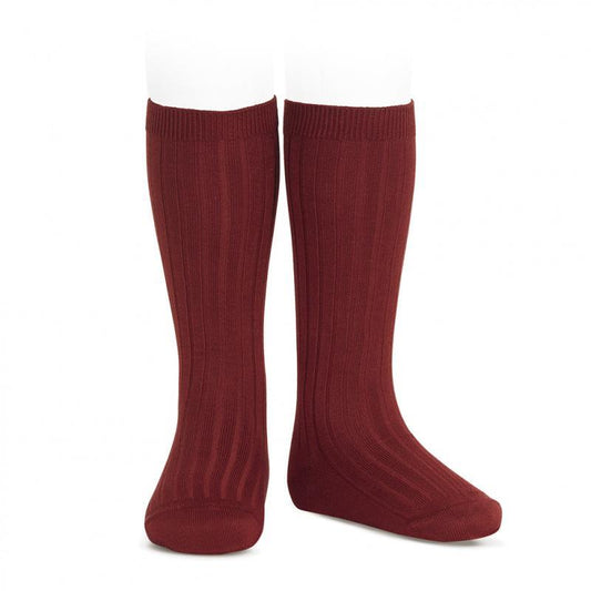 Condor knestrømper ribb, burgundy