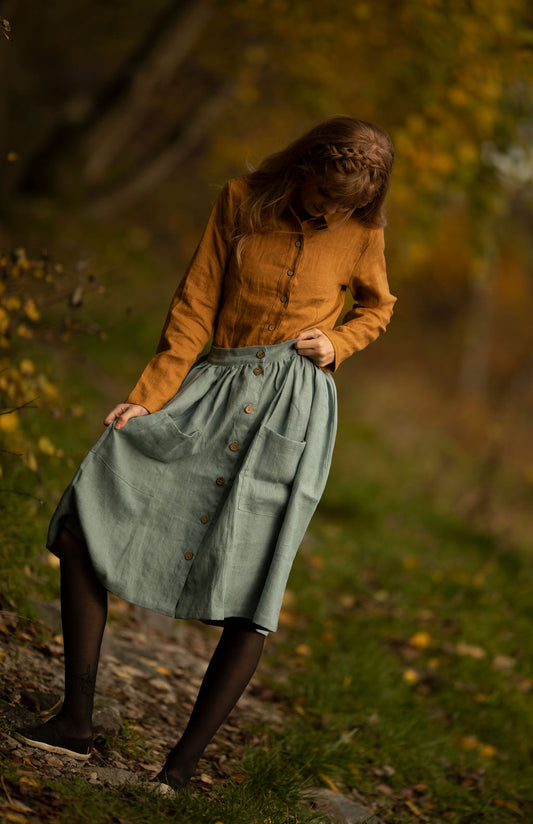 Linbluse Emily, sennepsgul