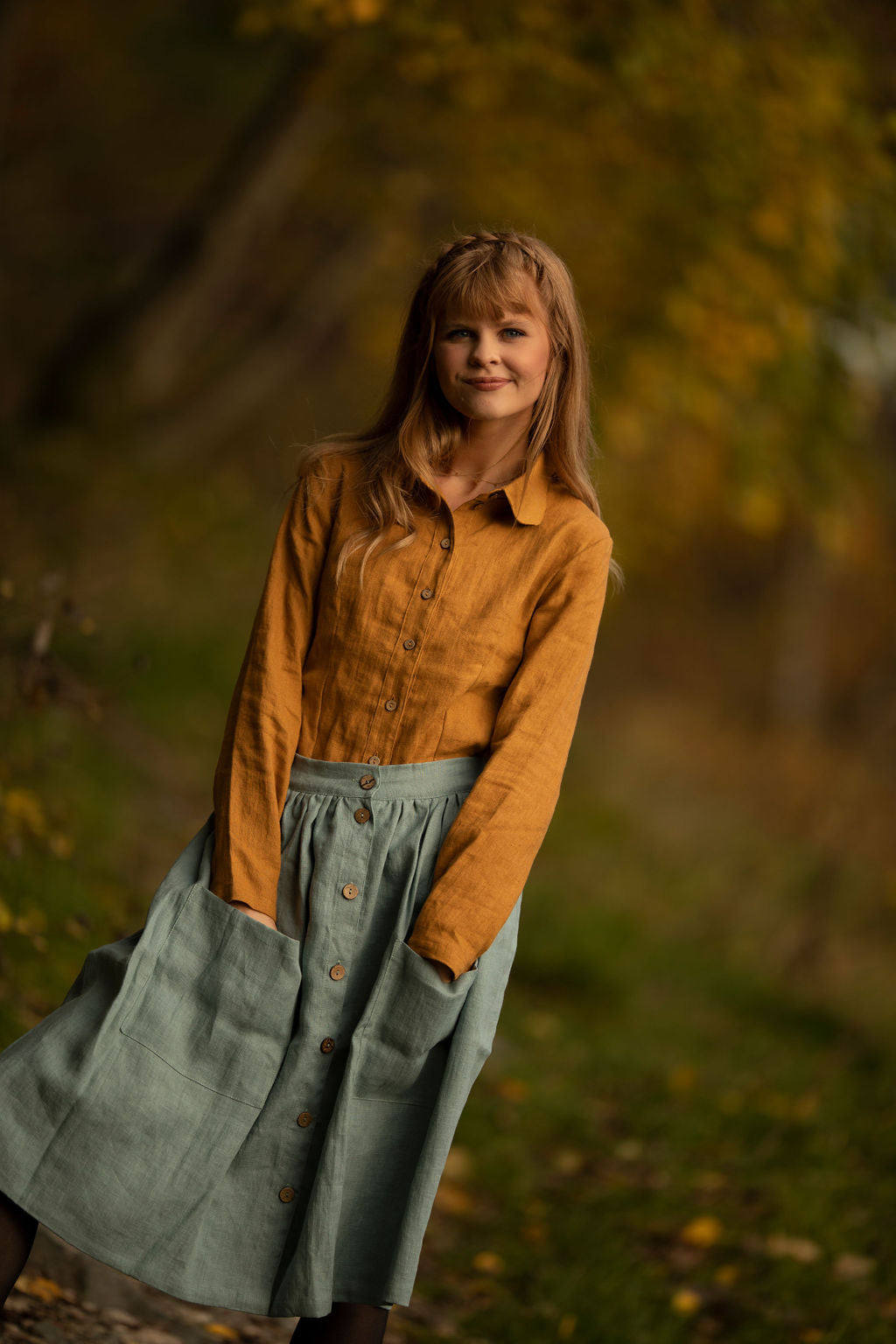 Linbluse Emily, sennepsgul