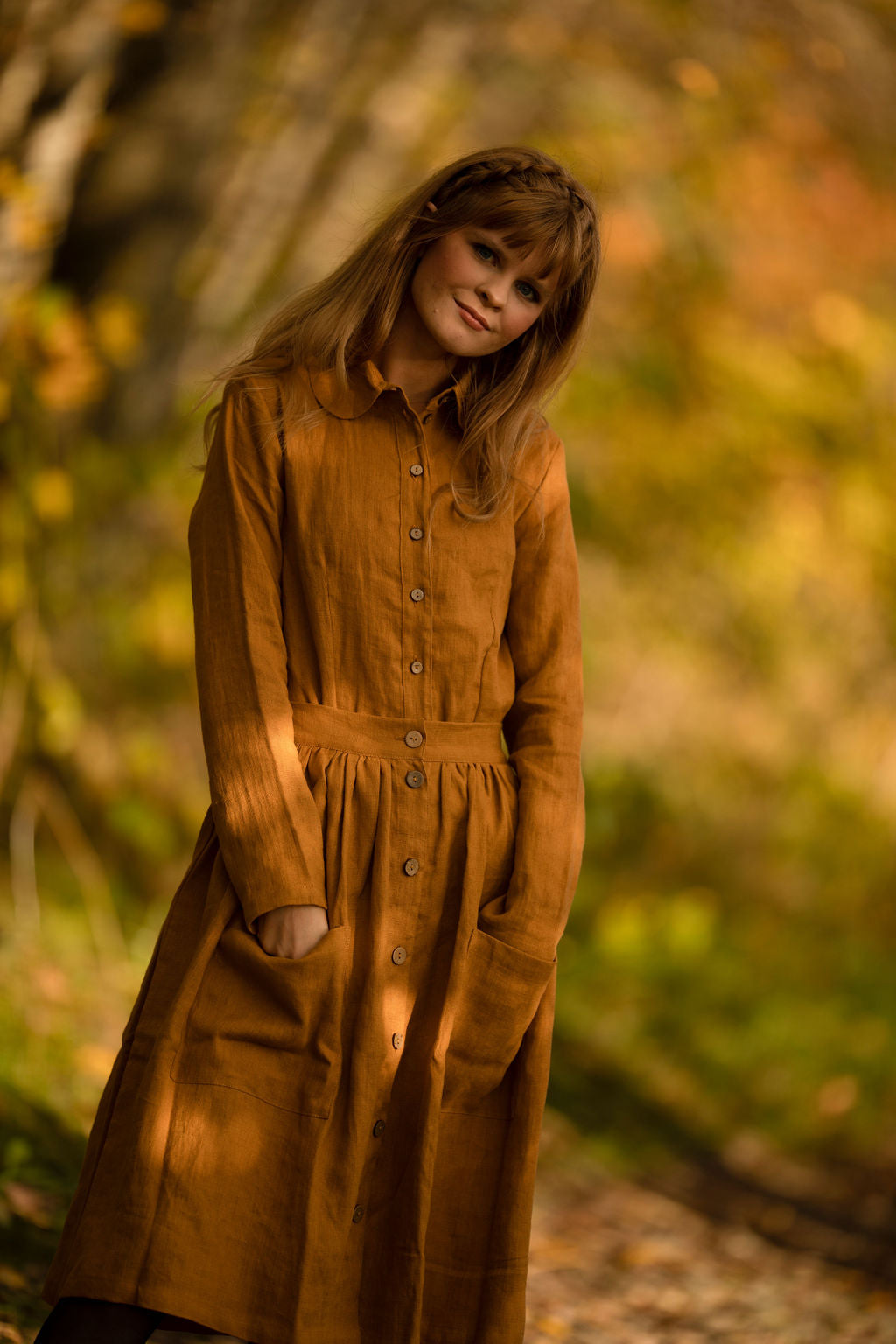 Linbluse Emily, sennepsgul