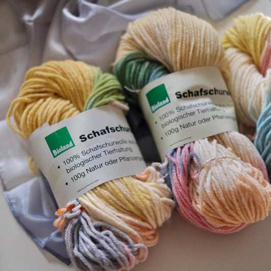 Økologisk ren ny ullgarn, multicolor pasteltoner