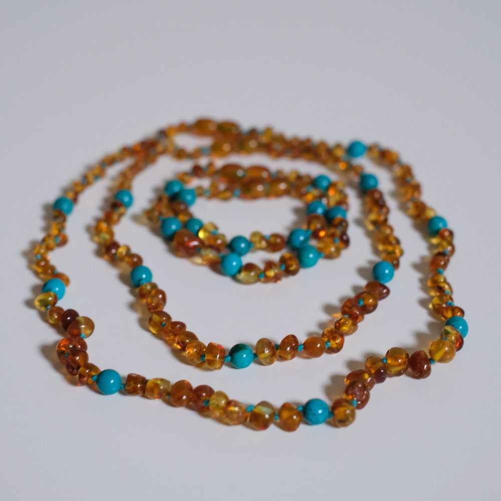 Ravsmykke cognac/green turquoise, barn