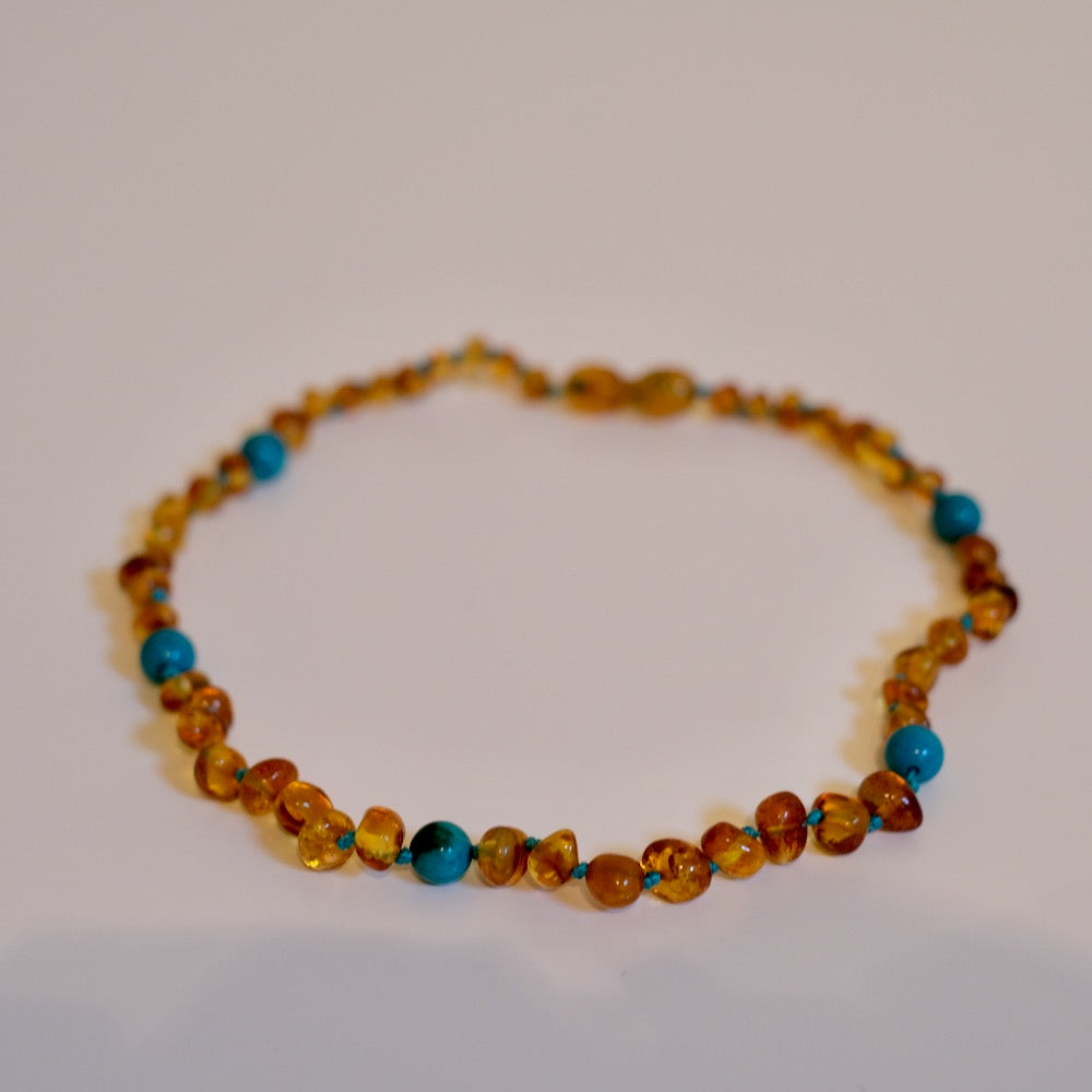 Ravsmykke cognac/green turquoise, barn