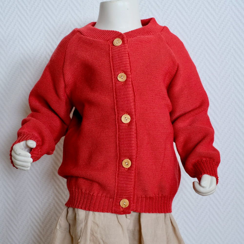 Rillestrikket cardigan, paprika