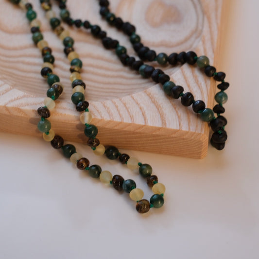 Ravsmykke raw lemon/jade/polished green, voksen