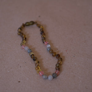 Ravsmykke raw geen/cherry Quartz/labradorit/moonstone, barn