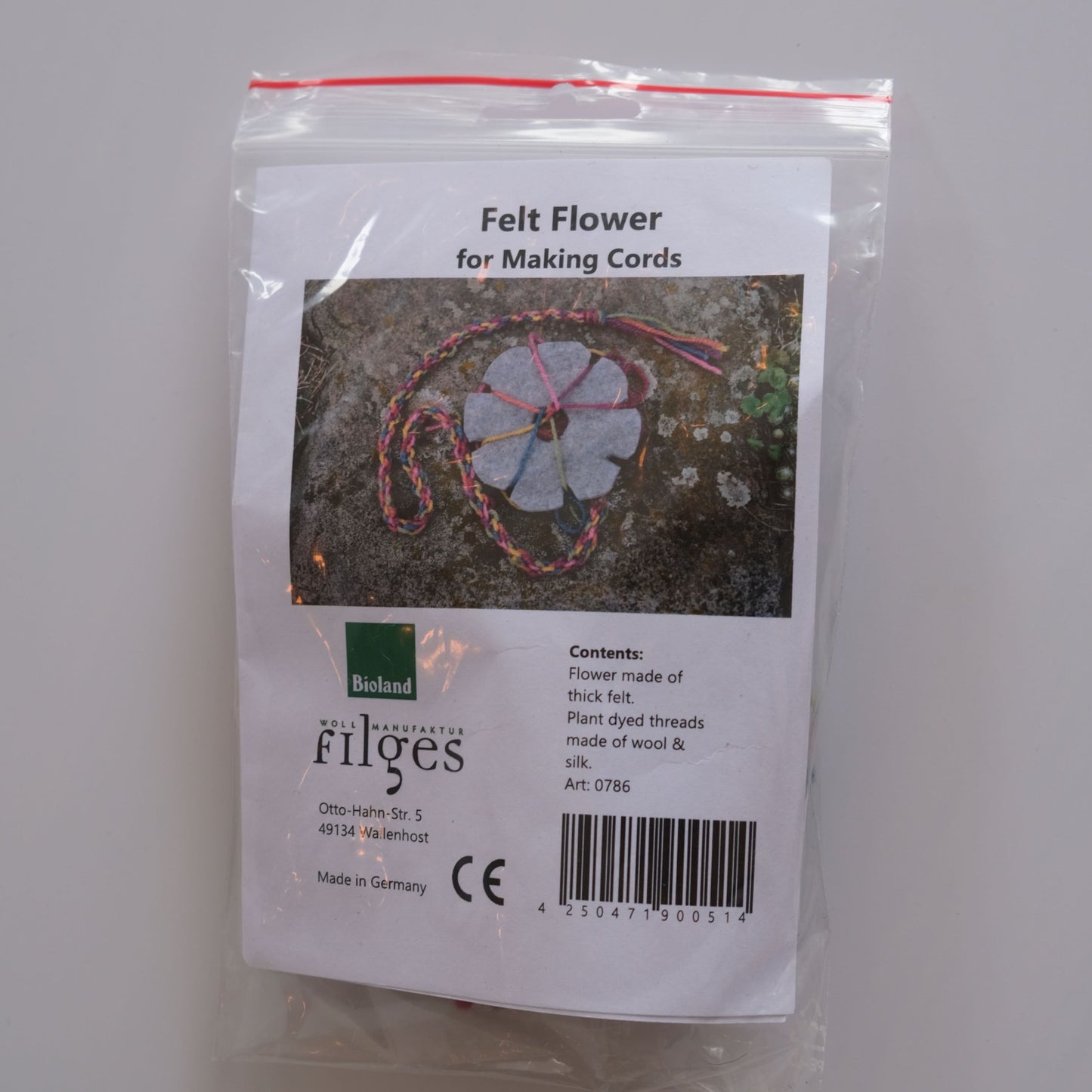 Filtblomst til laging av snører