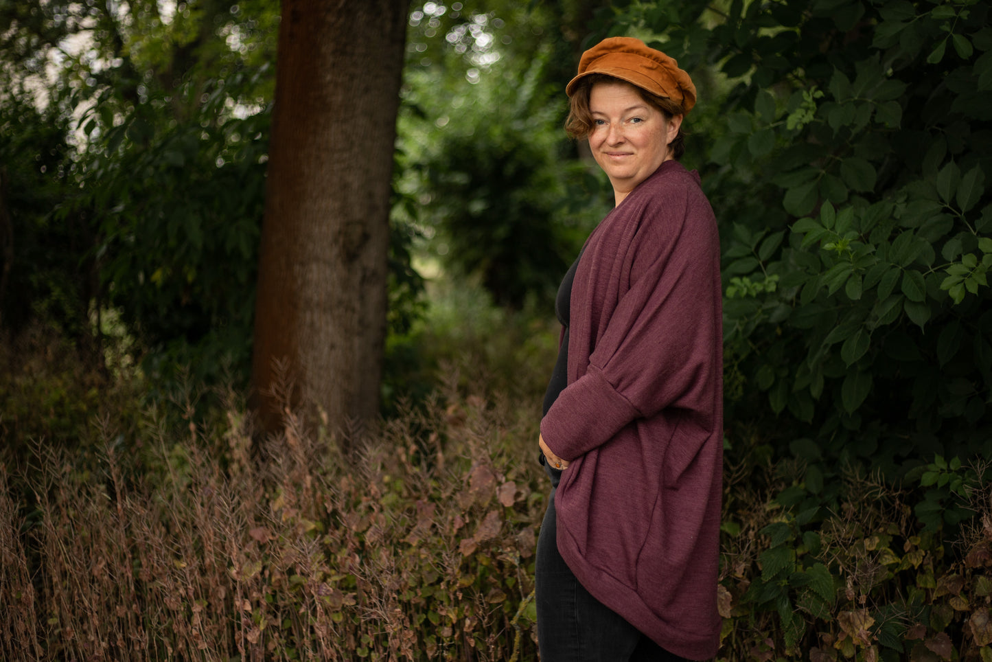 Økologisk ull/silke frotté i fargen bordeaux (organisk, mulesing-fri)